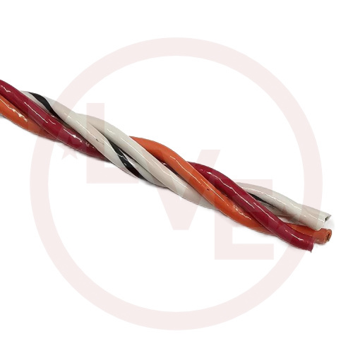 UWC 1816BTFFNTWQDRHL-2-3-9-90-5MR WIRE 18AWG TFFN RH TW 4-WIRE 16/30 STRD BC RED-ORANGE-WHITE-WHTE/BLACK STRIPE